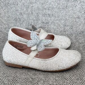 Seychelles Girls White Glitter Butterfly Strap Dress Shoes